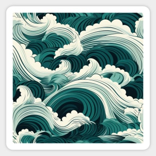 Ephemeral Crests: Hokusai Waves Reimagined Sticker